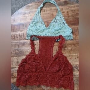 Aerie 2 Lace Bralettes: Rust and Teal